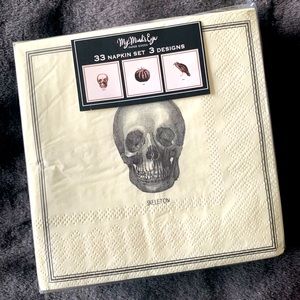 NEW! Halloween Napkins, 3 Designs: Skull, Pumpkin, Raven Beverage pkg of 35 NEW!